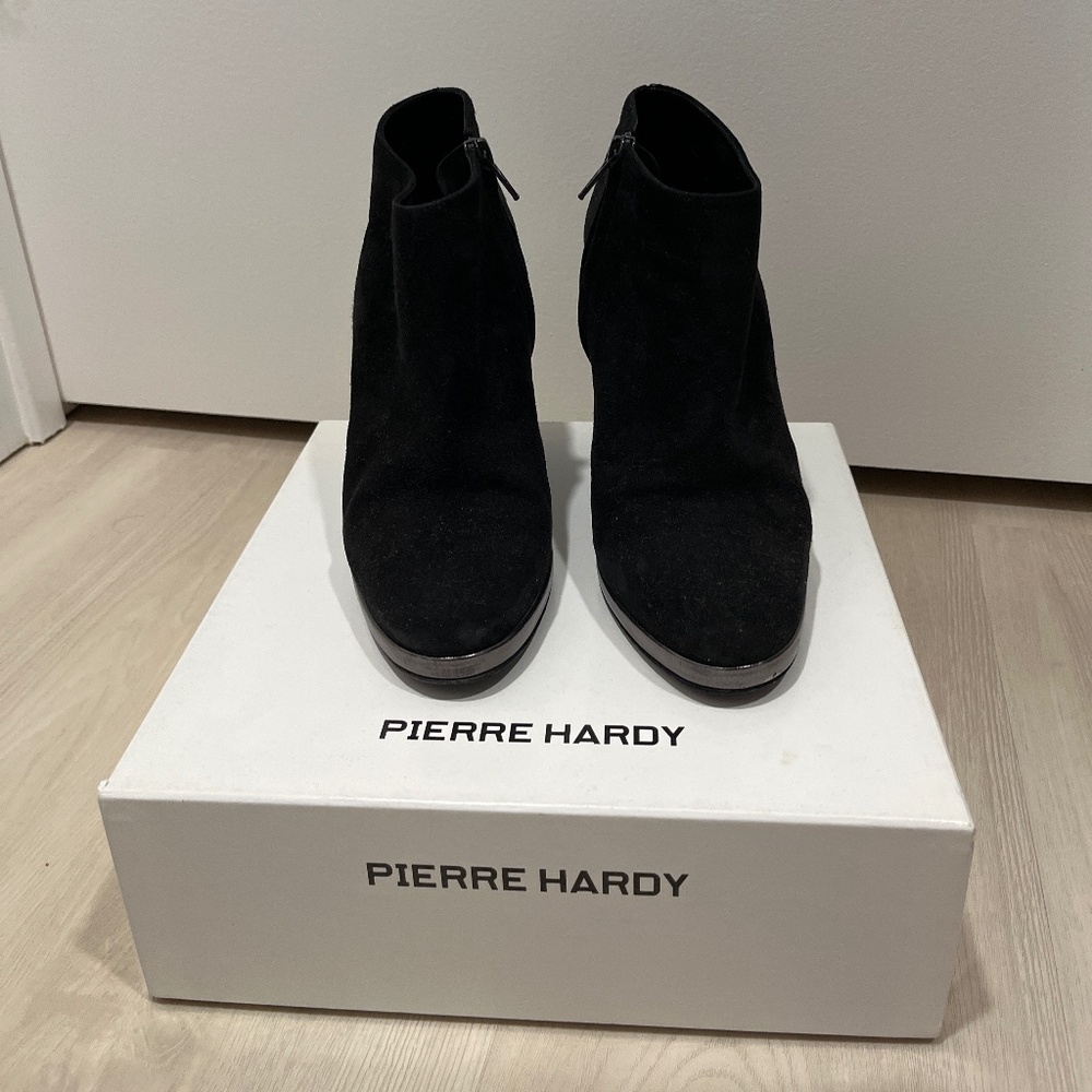 Pierre Hardy Black Suede Wedge Ankle Boots
